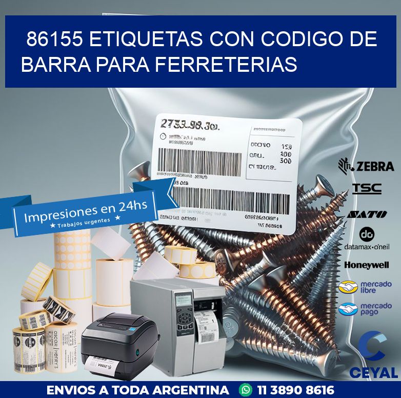 86155 ETIQUETAS CON CODIGO DE BARRA PARA FERRETERIAS