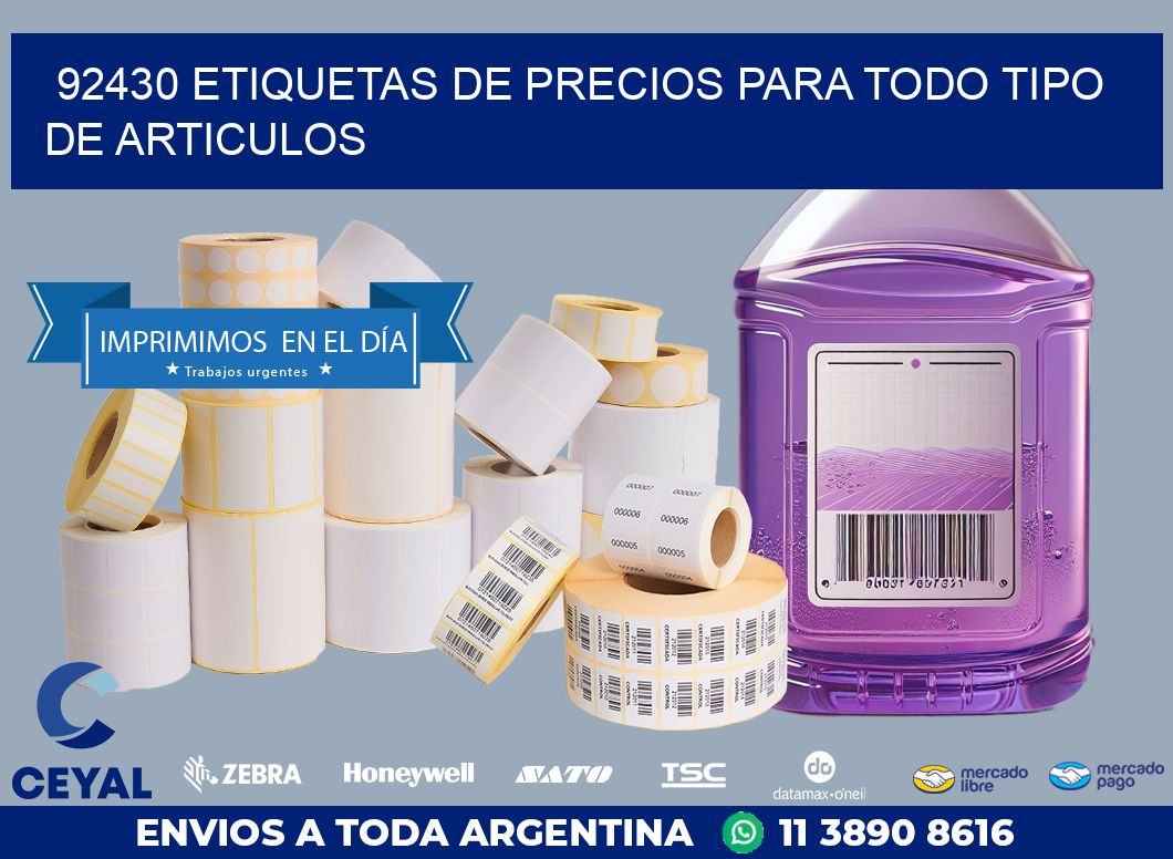 92430 ETIQUETAS DE PRECIOS PARA TODO TIPO DE ARTICULOS