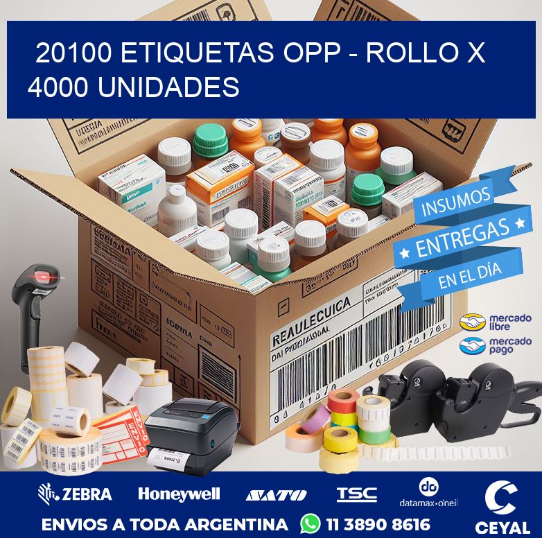 20100 ETIQUETAS OPP - ROLLO X 4000 UNIDADES