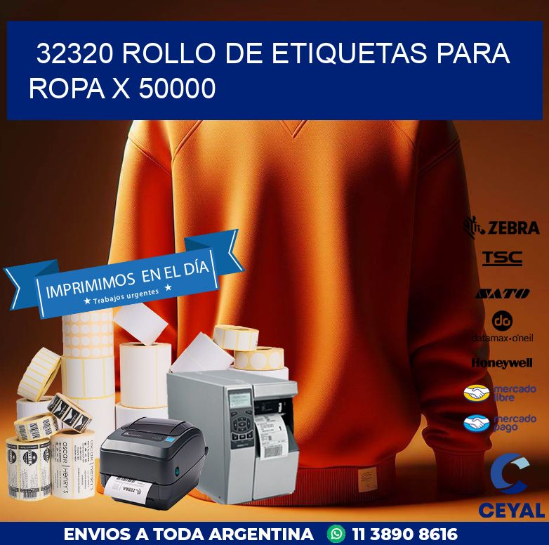 32320 ROLLO DE ETIQUETAS PARA ROPA X 50000