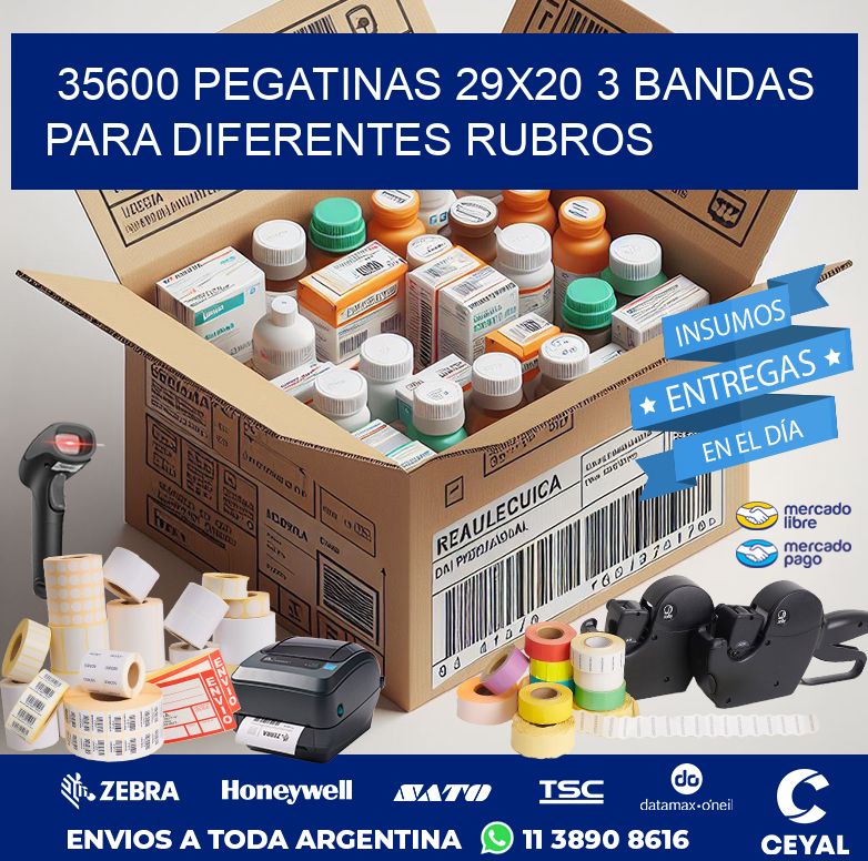 35600 PEGATINAS 29X20 3 BANDAS PARA DIFERENTES RUBROS