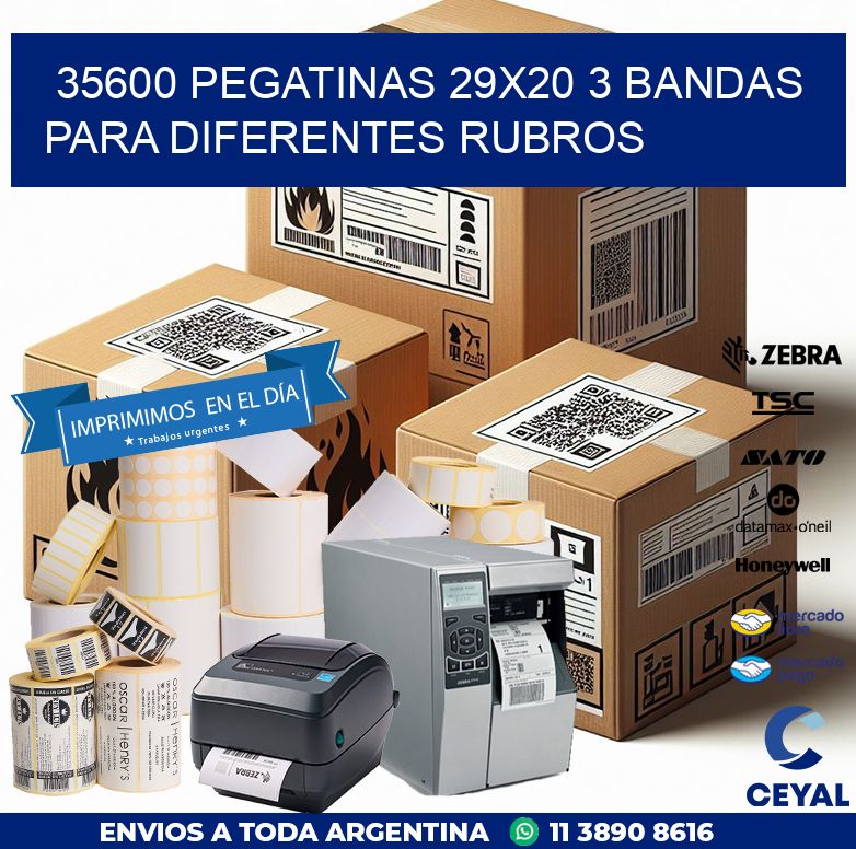 35600 PEGATINAS 29X20 3 BANDAS PARA DIFERENTES RUBROS