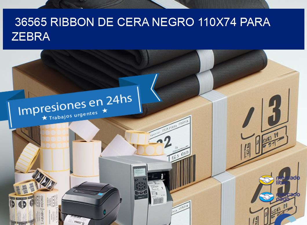 36565 RIBBON DE CERA NEGRO 110X74 PARA ZEBRA