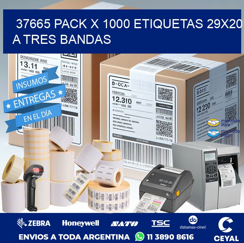 37665 PACK X 1000 ETIQUETAS 29X20 A TRES BANDAS
