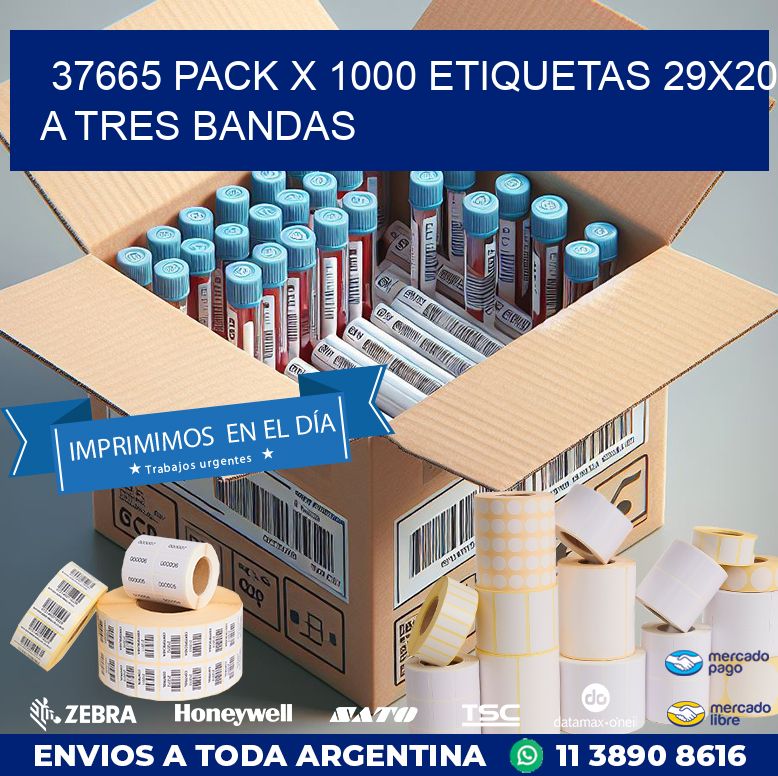 37665 PACK X 1000 ETIQUETAS 29X20 A TRES BANDAS