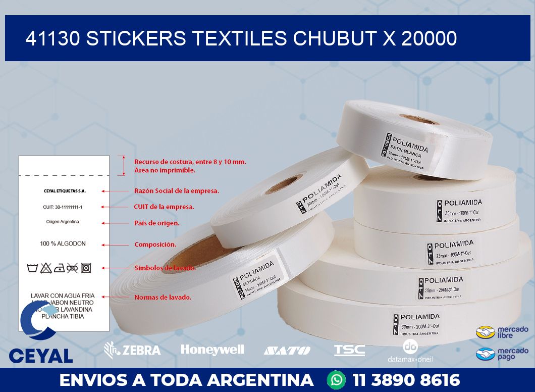 41130 STICKERS TEXTILES CHUBUT X 20000