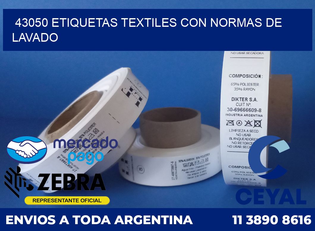 43050 ETIQUETAS TEXTILES CON NORMAS DE LAVADO