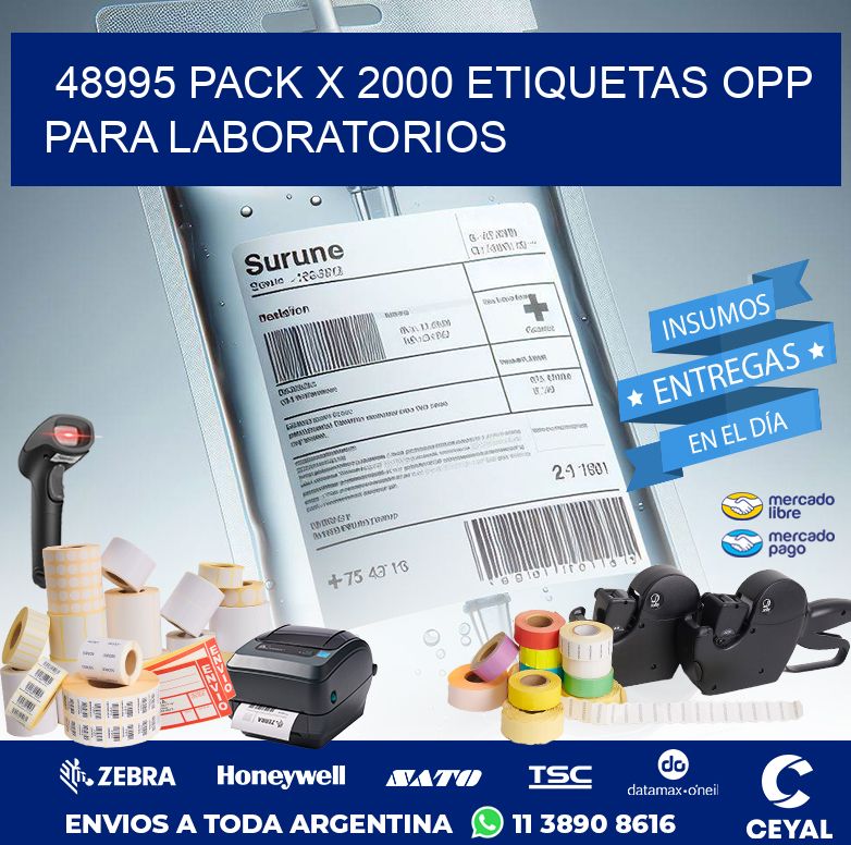 48995 PACK X 2000 ETIQUETAS OPP PARA LABORATORIOS