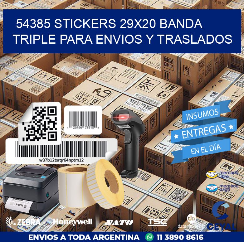 54385 STICKERS 29X20 BANDA TRIPLE PARA ENVIOS Y TRASLADOS