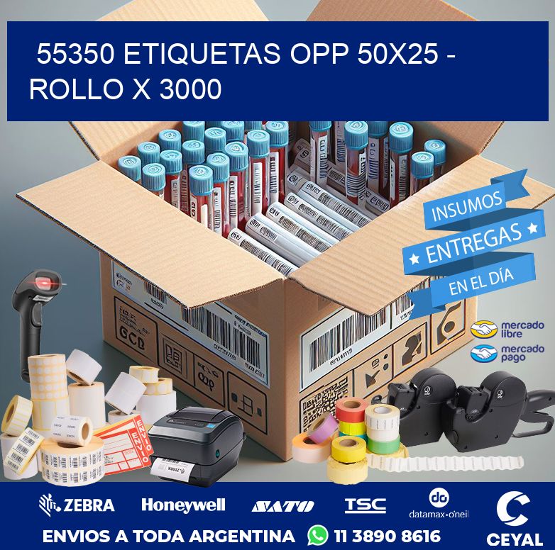 55350 ETIQUETAS OPP 50X25 - ROLLO X 3000