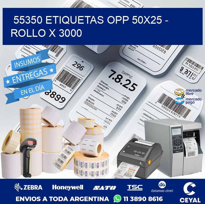 55350 ETIQUETAS OPP 50X25 - ROLLO X 3000