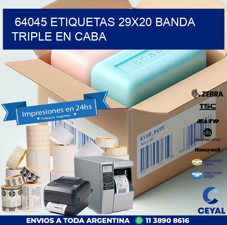 64045 ETIQUETAS 29X20 BANDA TRIPLE EN CABA