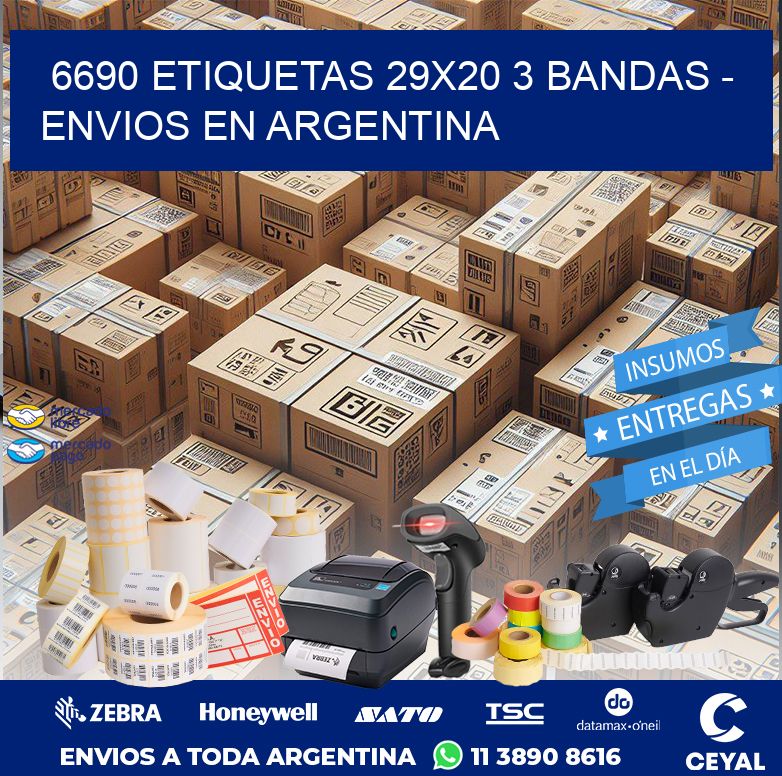 6690 ETIQUETAS 29X20 3 BANDAS - ENVIOS EN ARGENTINA