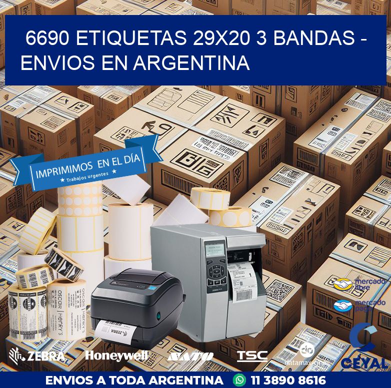 6690 ETIQUETAS 29X20 3 BANDAS - ENVIOS EN ARGENTINA