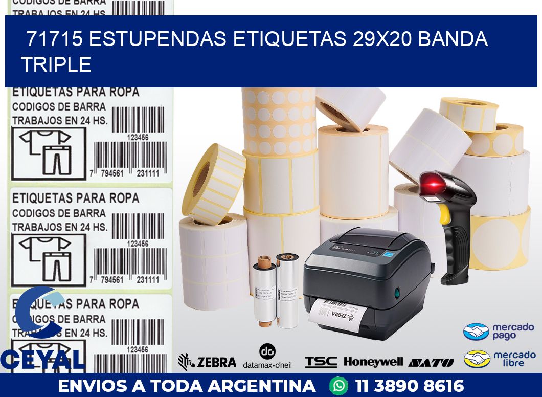 71715 ESTUPENDAS ETIQUETAS 29X20 BANDA TRIPLE