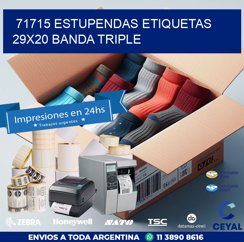 71715 ESTUPENDAS ETIQUETAS 29X20 BANDA TRIPLE