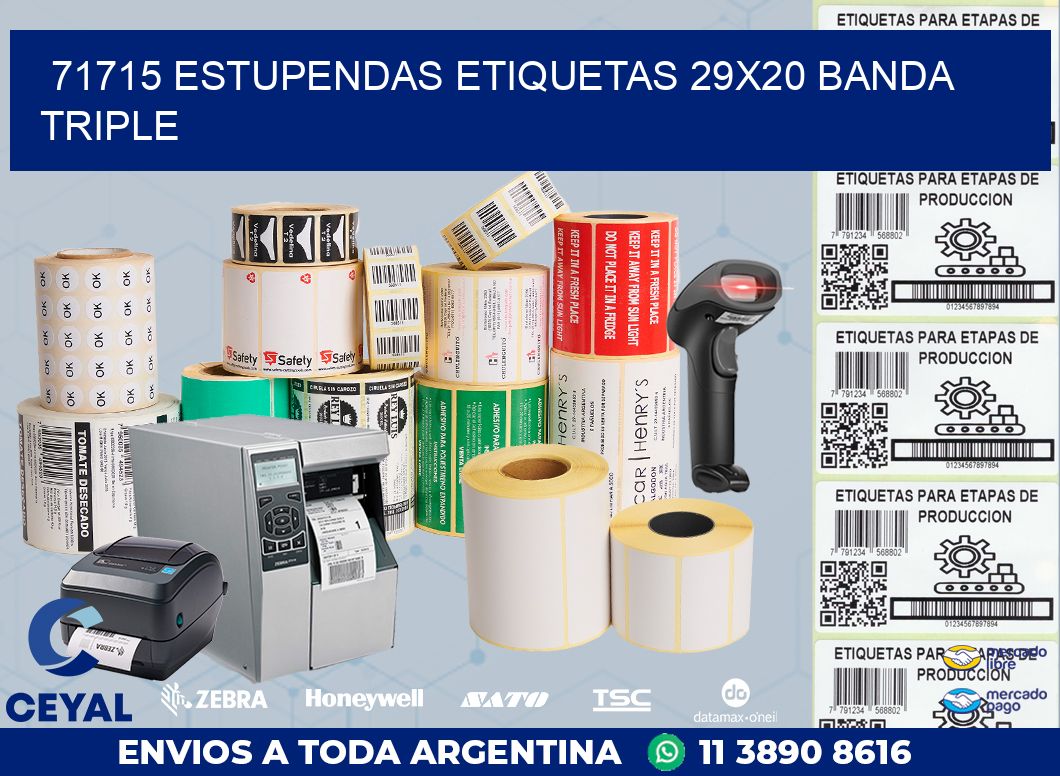 71715 ESTUPENDAS ETIQUETAS 29X20 BANDA TRIPLE