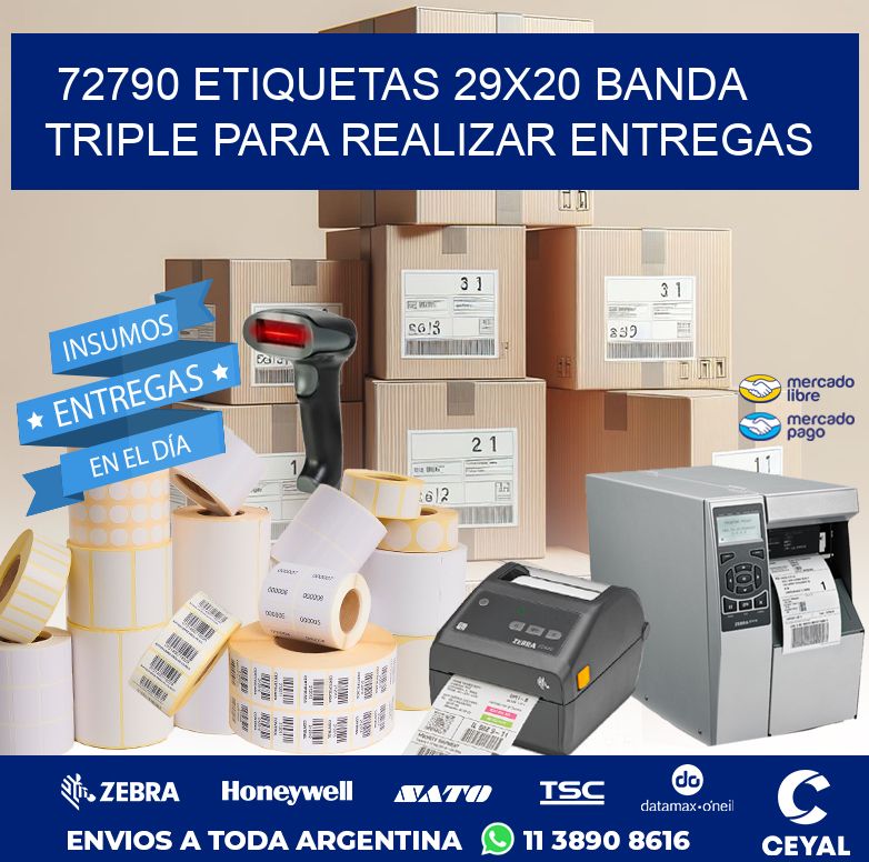 72790 ETIQUETAS 29X20 BANDA TRIPLE PARA REALIZAR ENTREGAS