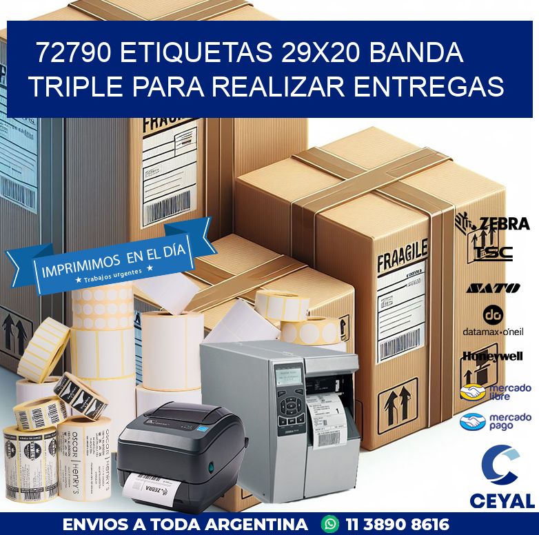 72790 ETIQUETAS 29X20 BANDA TRIPLE PARA REALIZAR ENTREGAS