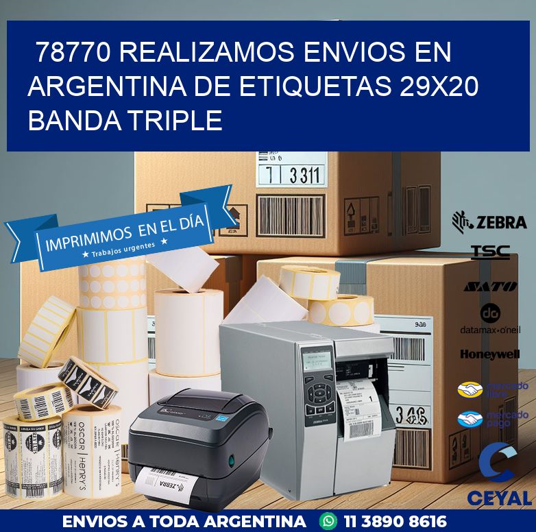 78770 REALIZAMOS ENVIOS EN ARGENTINA DE ETIQUETAS 29X20 BANDA TRIPLE