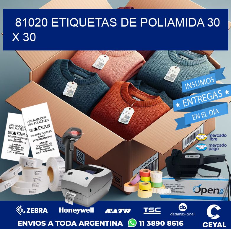 81020 ETIQUETAS DE POLIAMIDA 30 X 30