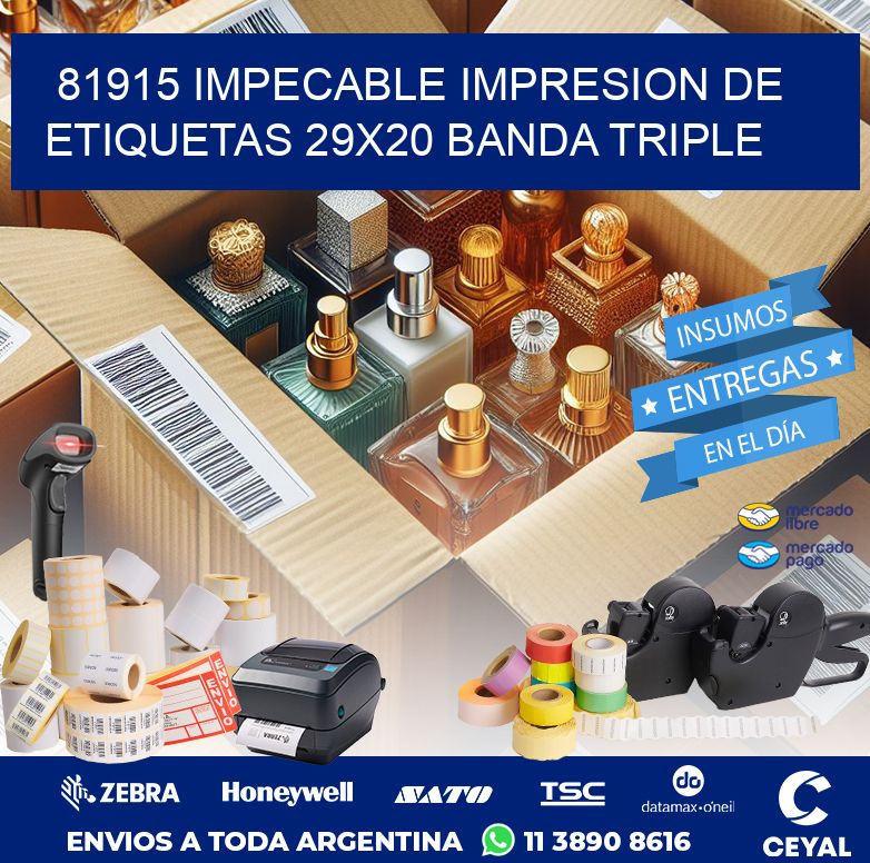 81915 IMPECABLE IMPRESION DE ETIQUETAS 29X20 BANDA TRIPLE