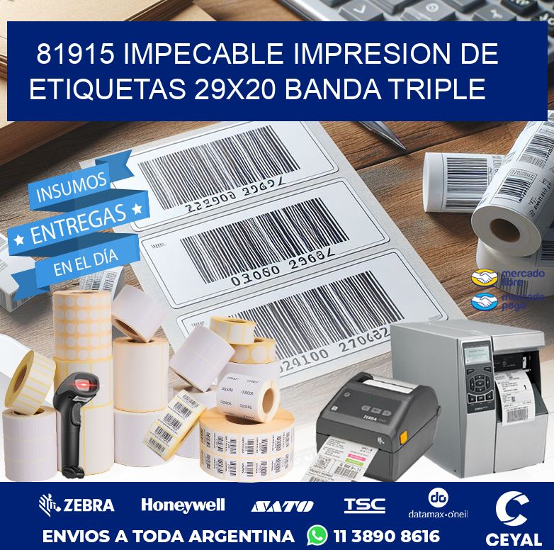 81915 IMPECABLE IMPRESION DE ETIQUETAS 29X20 BANDA TRIPLE