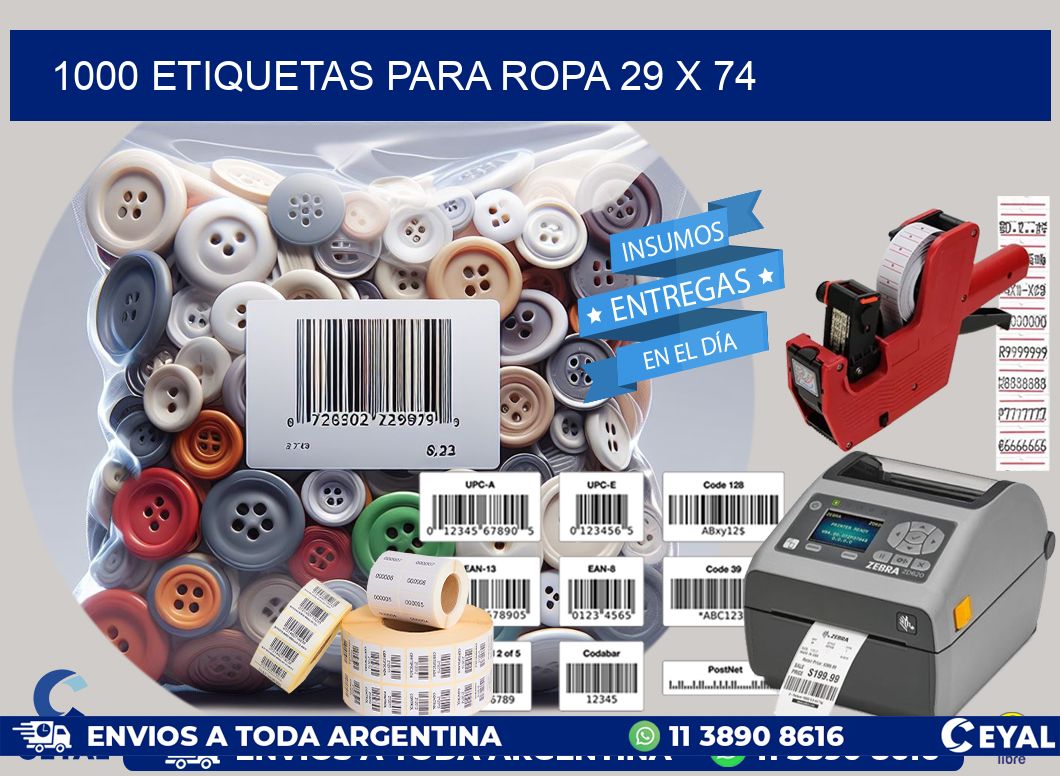 1000 ETIQUETAS PARA ROPA 29 x 74