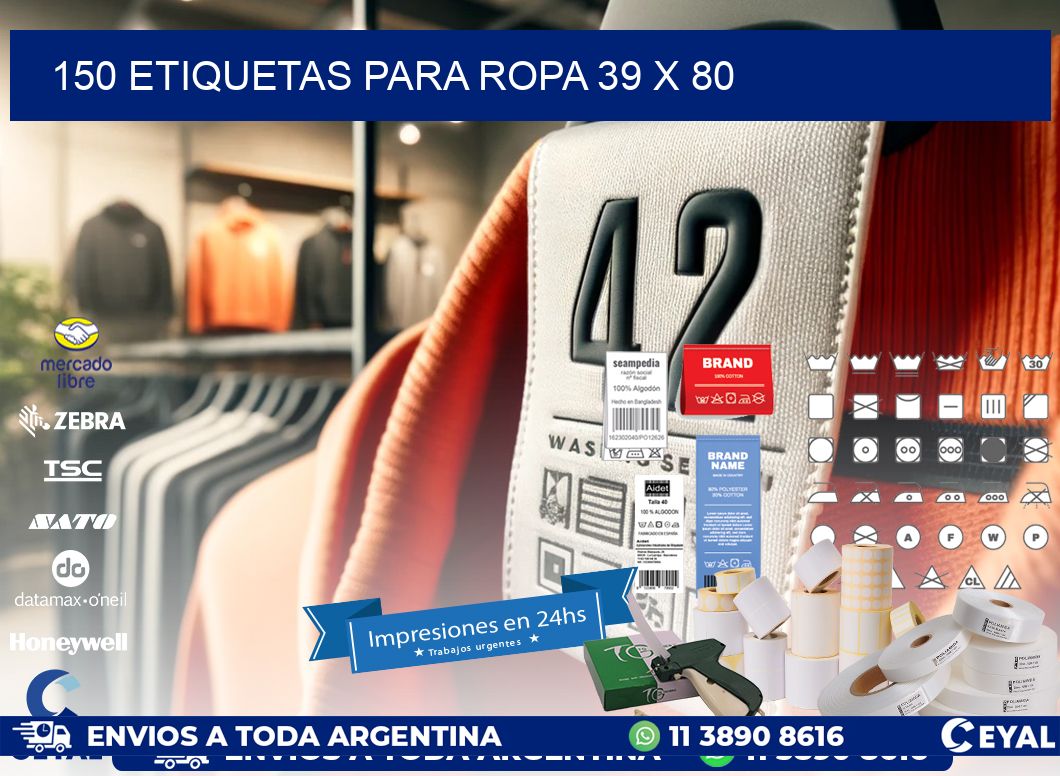 150 ETIQUETAS PARA ROPA 39 x 80