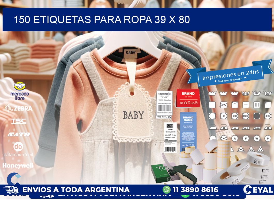 150 ETIQUETAS PARA ROPA 39 x 80