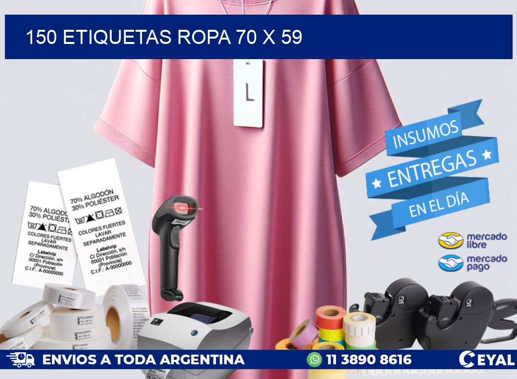 150 ETIQUETAS ROPA 70 x 59