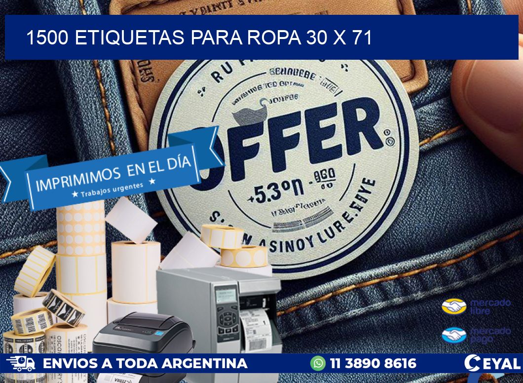1500 ETIQUETAS PARA ROPA 30 x 71