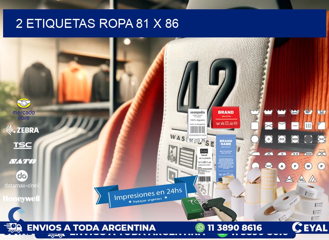 2 ETIQUETAS ROPA 81 x 86