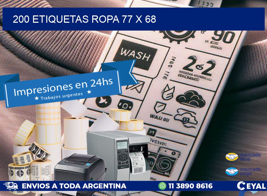 200 ETIQUETAS ROPA 77 x 68