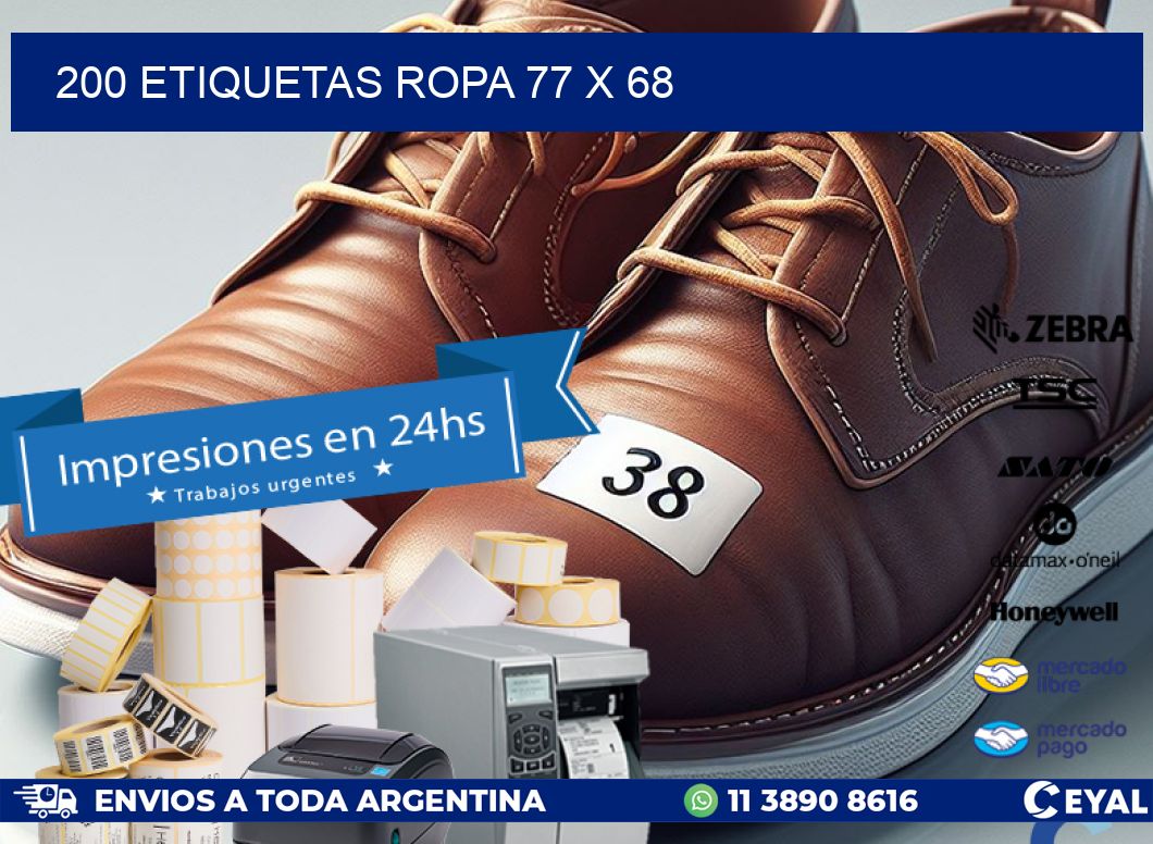 200 ETIQUETAS ROPA 77 x 68
