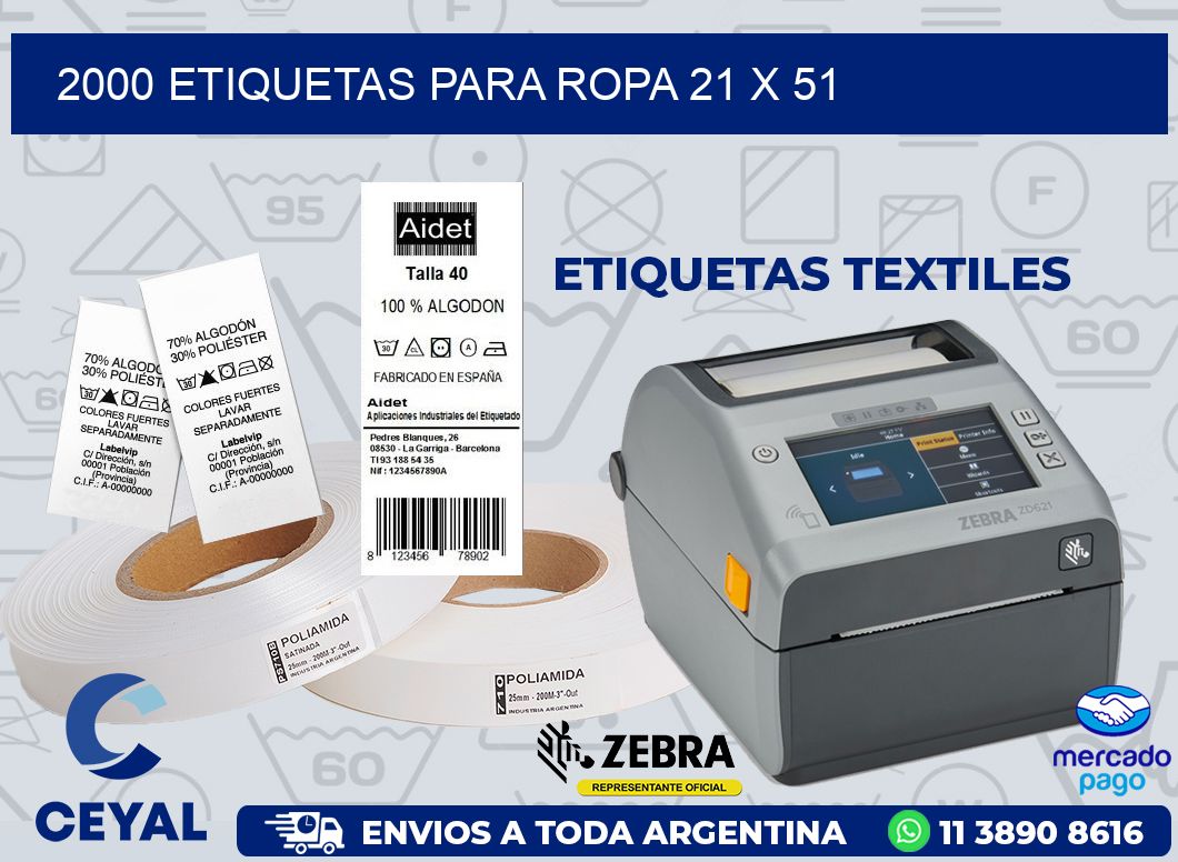 2000 ETIQUETAS PARA ROPA 21 x 51