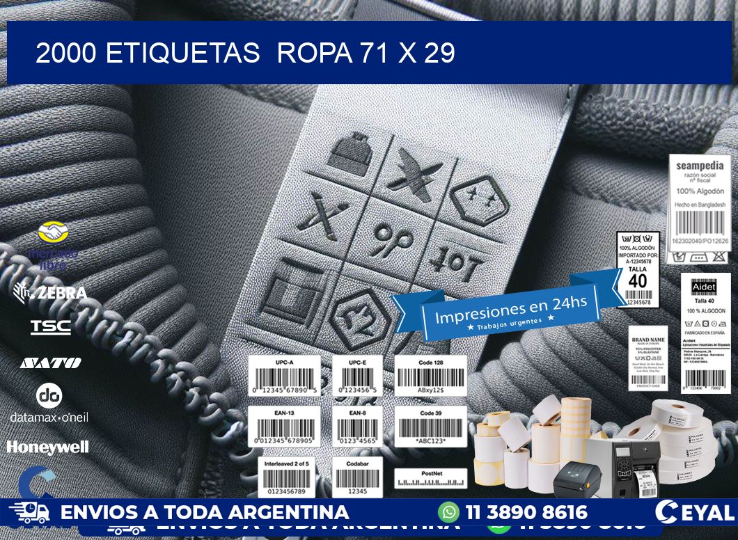 2000 ETIQUETAS  ROPA 71 x 29