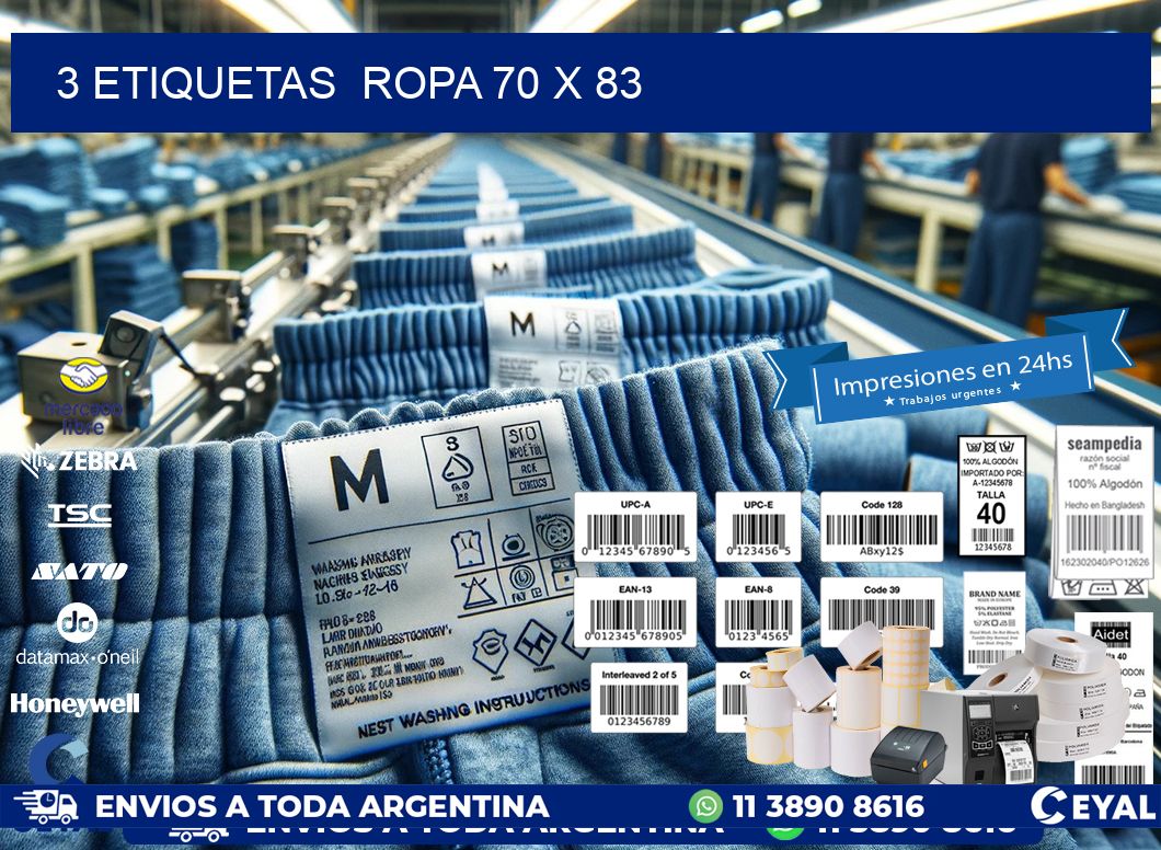 3 ETIQUETAS  ROPA 70 x 83