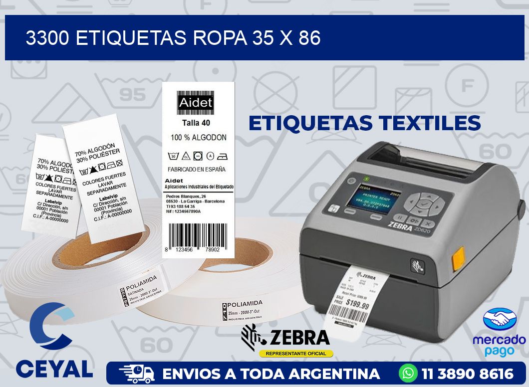 3300 ETIQUETAS ROPA 35 x 86
