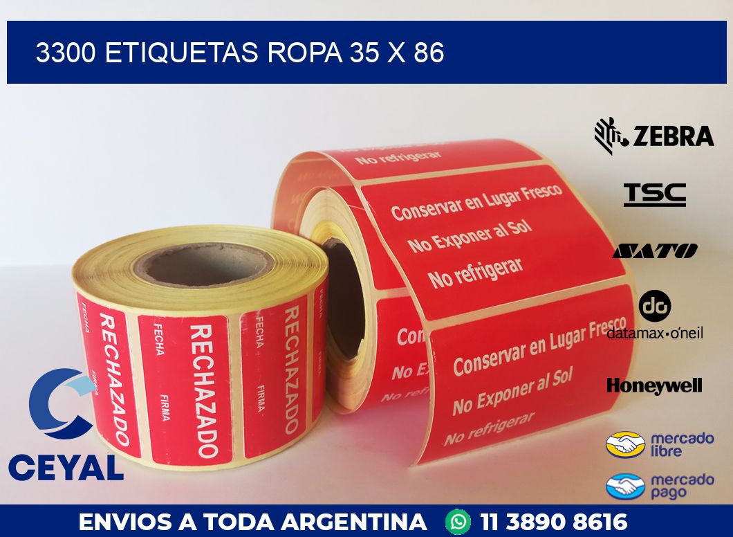 3300 ETIQUETAS ROPA 35 x 86