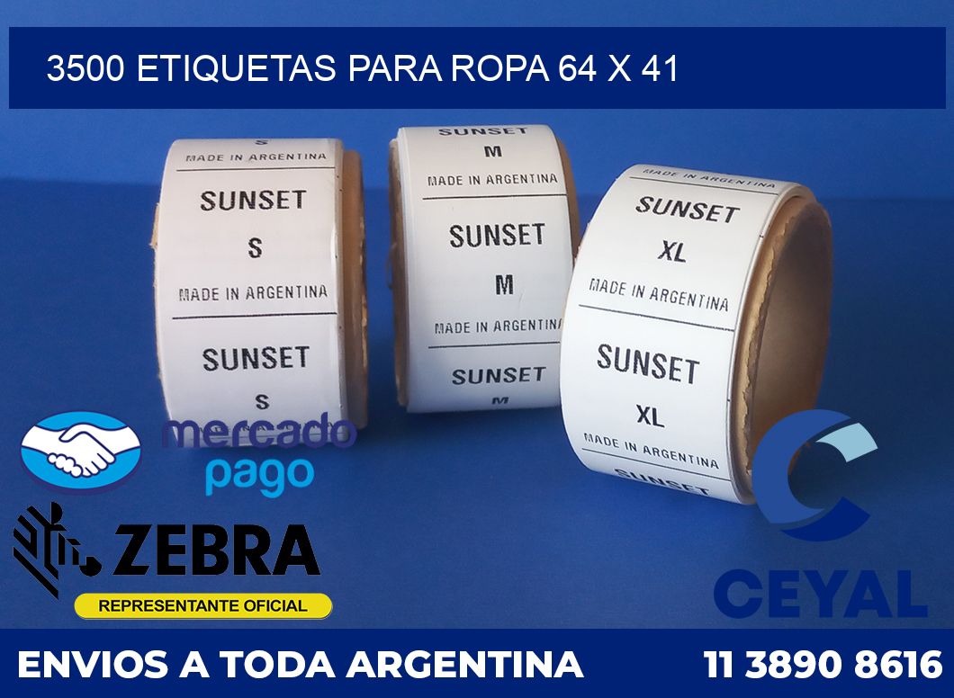 3500 ETIQUETAS PARA ROPA 64 x 41