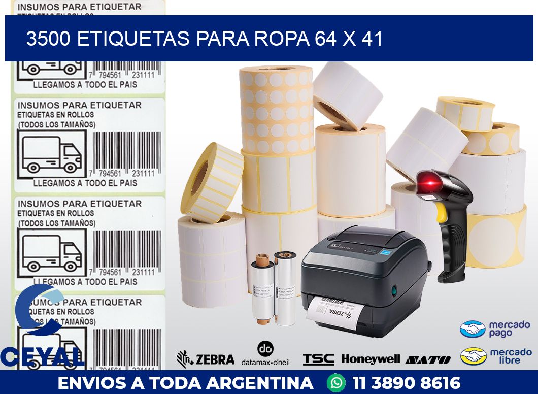 3500 ETIQUETAS PARA ROPA 64 x 41