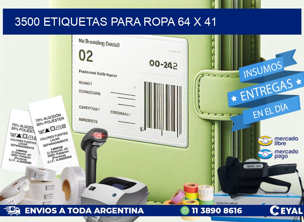 3500 ETIQUETAS PARA ROPA 64 x 41