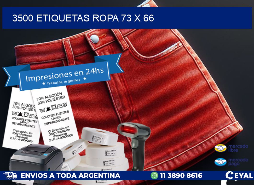 3500 ETIQUETAS ROPA 73 x 66