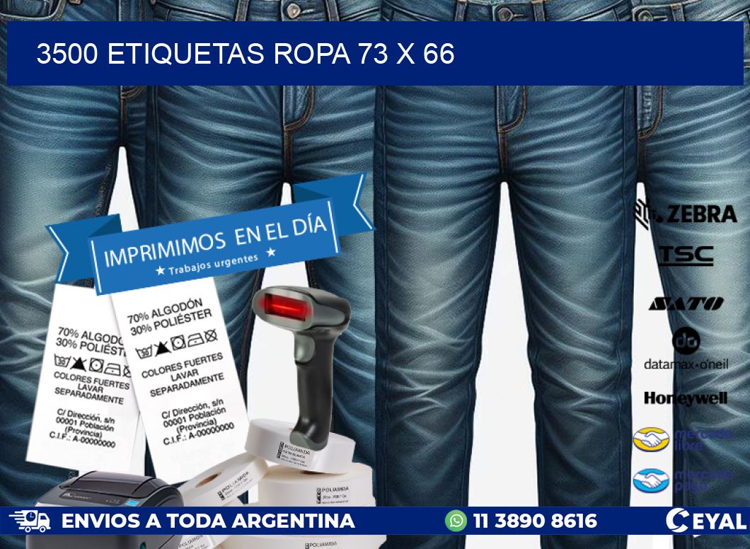 3500 ETIQUETAS ROPA 73 x 66