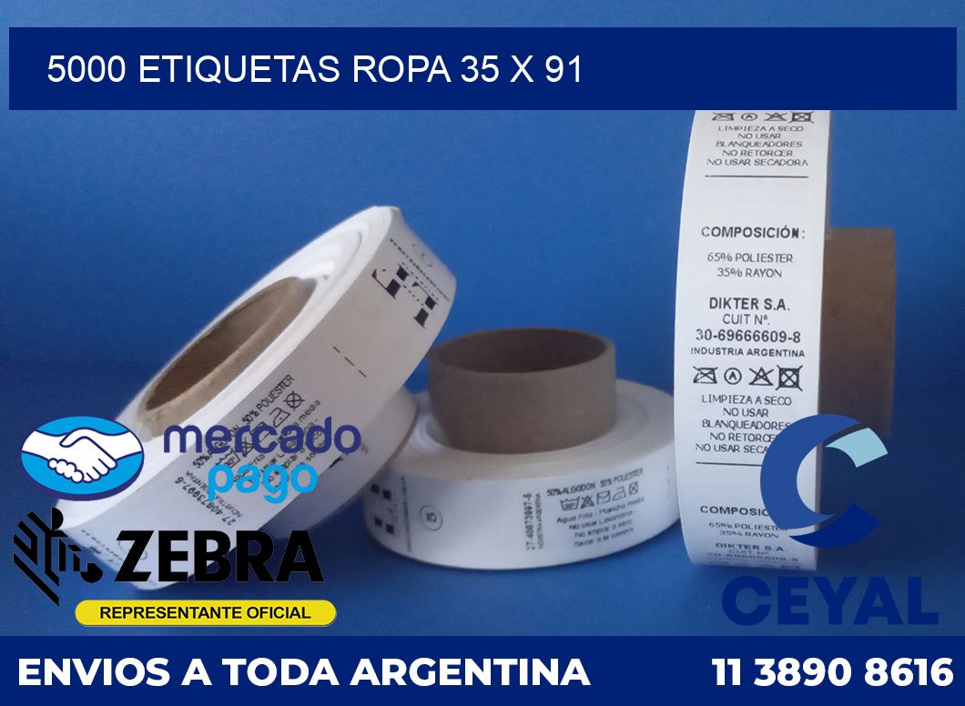 5000 ETIQUETAS ROPA 35 x 91