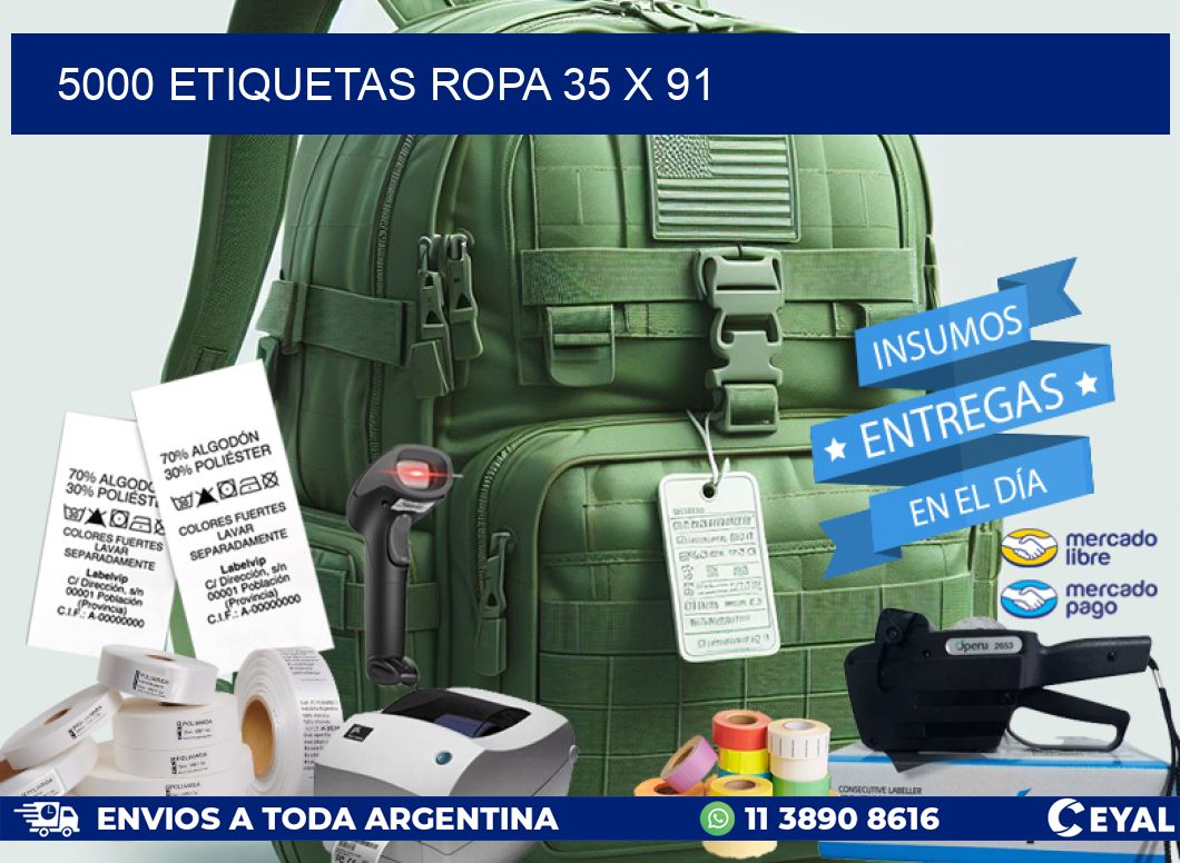 5000 ETIQUETAS ROPA 35 x 91