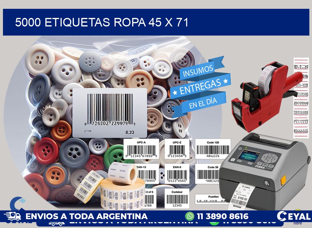 5000 ETIQUETAS ROPA 45 x 71