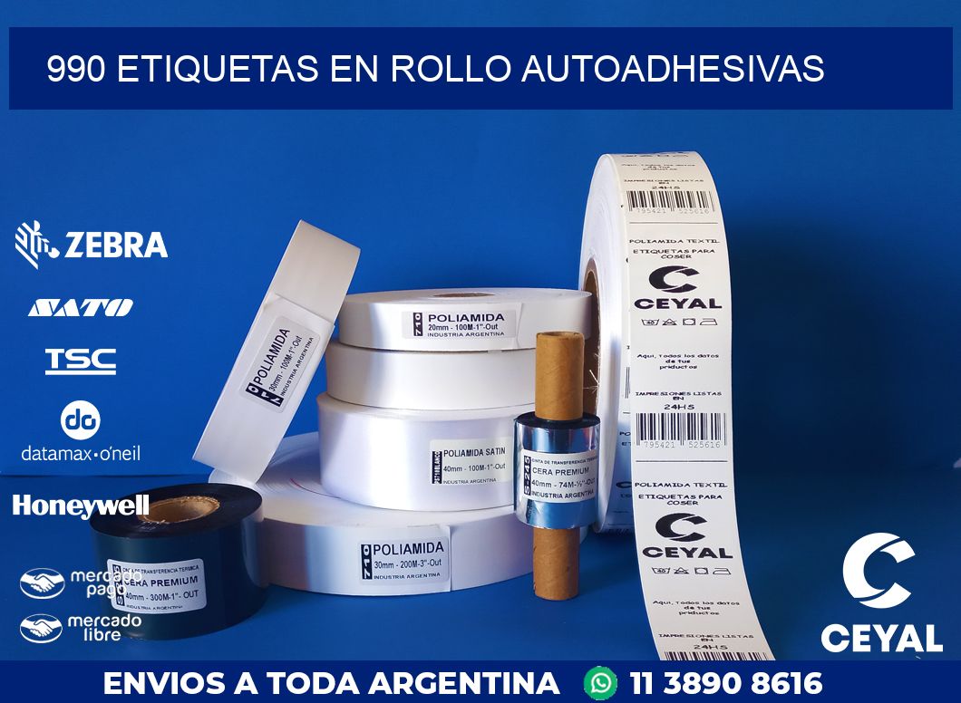 990 ETIQUETAS EN ROLLO AUTOADHESIVAS