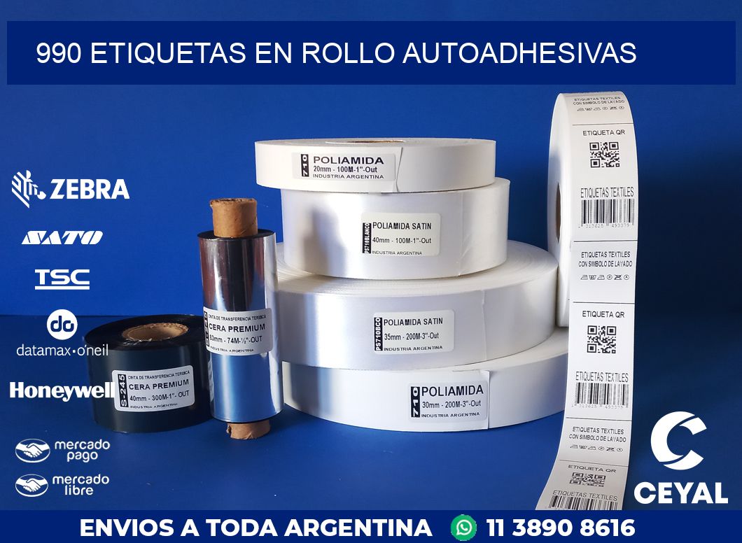 990 ETIQUETAS EN ROLLO AUTOADHESIVAS